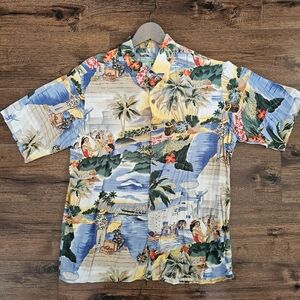 Vintage Mens Large Reyn Spooner Hawaiian Tradition Beach Button Front Shirt Rare